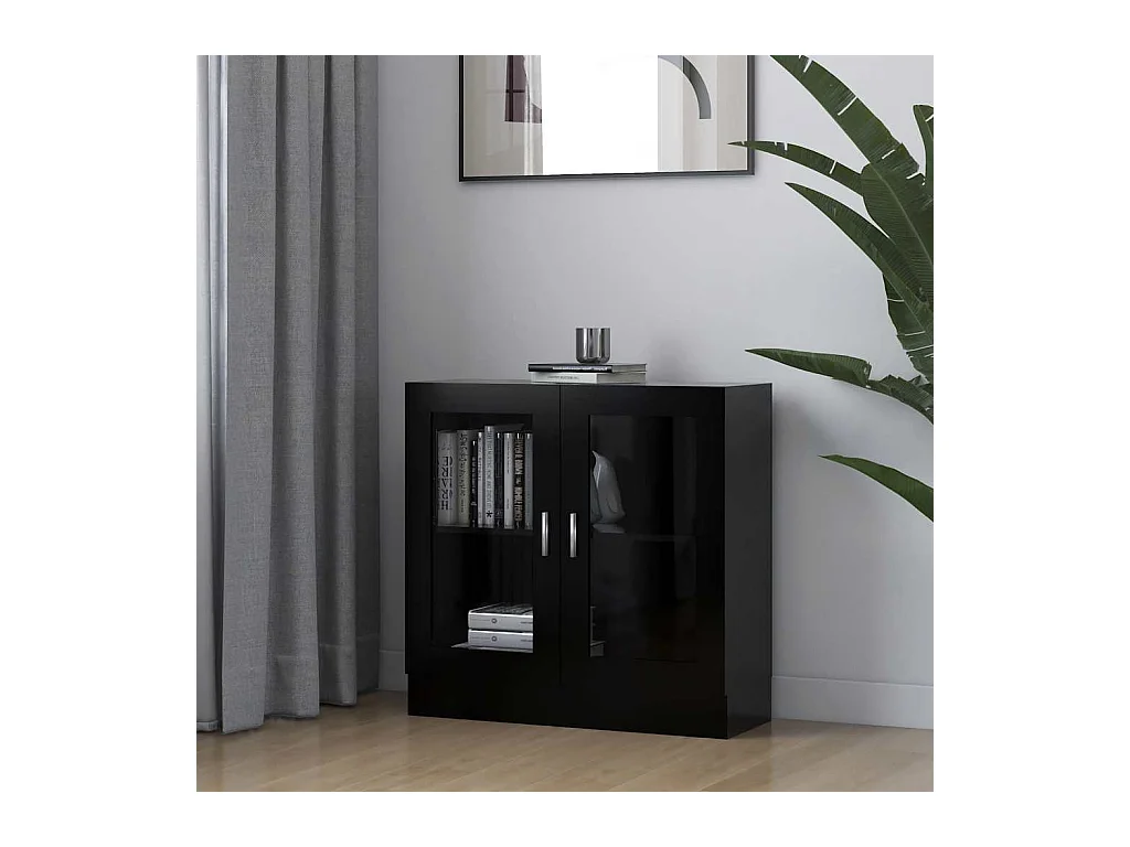 Armoire à vitrine noir 82,5x30,5x80 cm Bois d'ingénierie