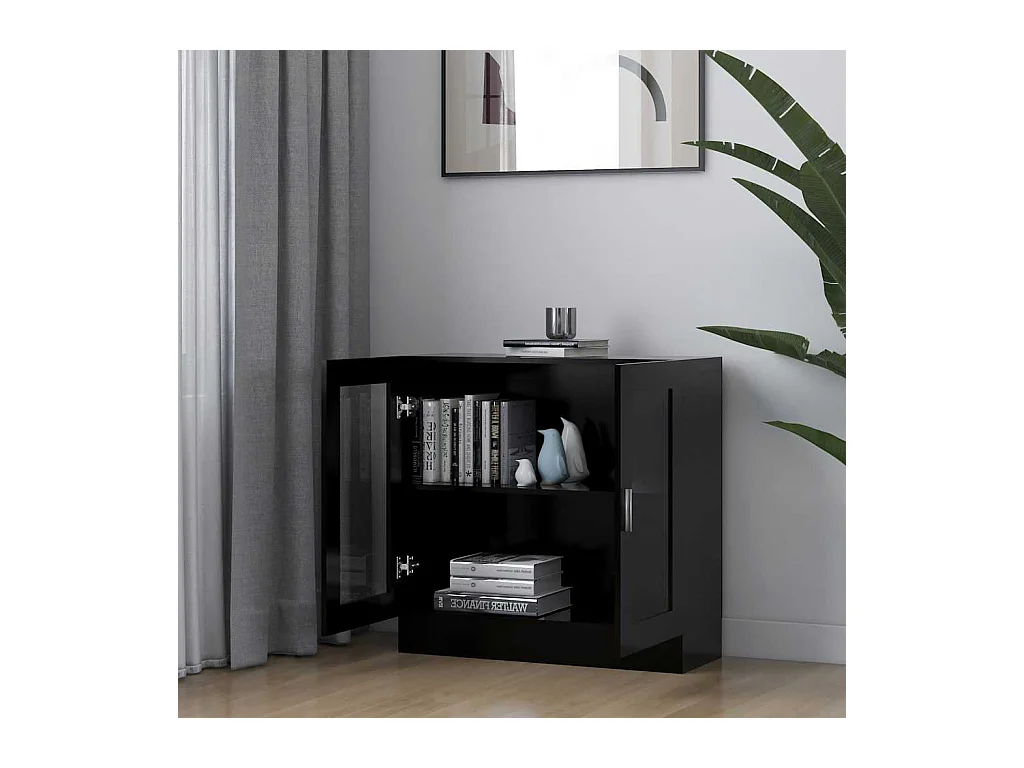 Armoire à vitrine noir 82,5x30,5x80 cm Bois d'ingénierie