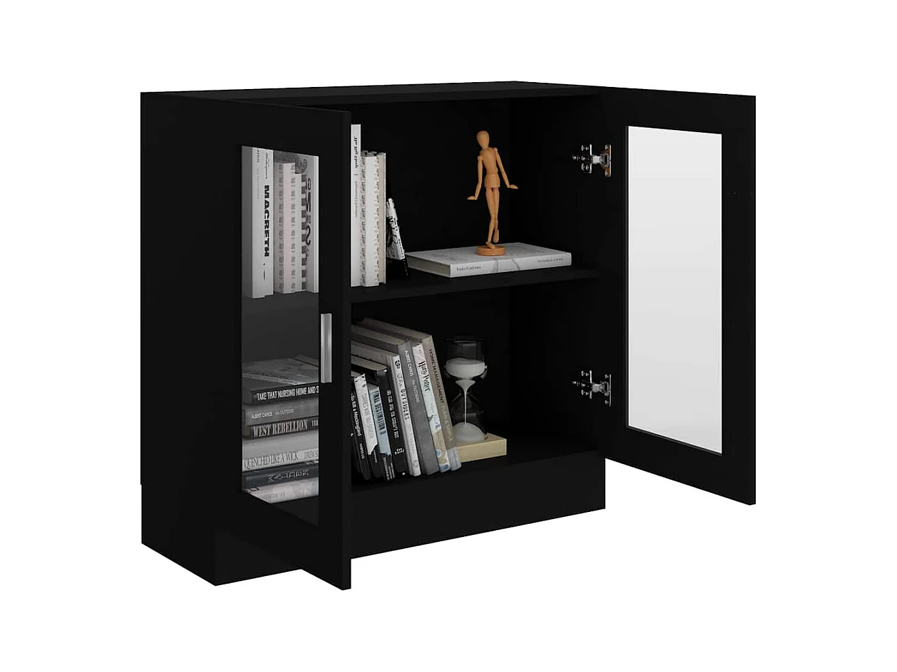 Armoire à vitrine noir 82,5x30,5x80 cm Bois d'ingénierie