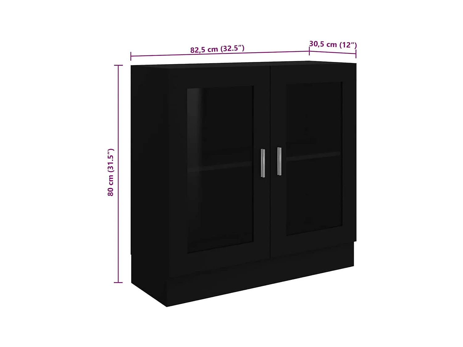 Armoire à vitrine noir 82,5x30,5x80 cm Bois d'ingénierie