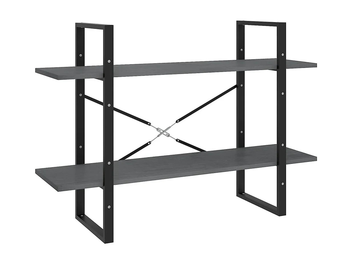 Bibliothèque à 2 niveaux Gris 100x30x70 cm Bois de pin massif