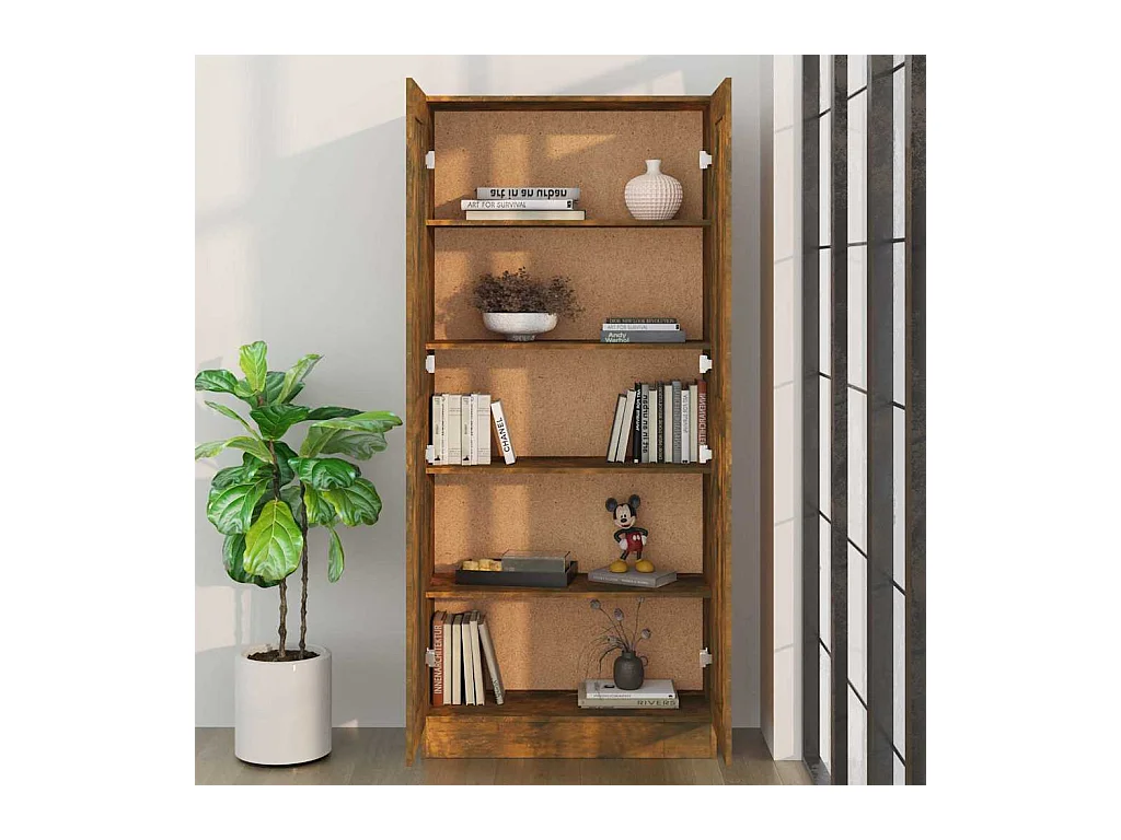 Libreria Rovere Fumè 82,5x30,5x185,5cm Legno ingegnerizzato