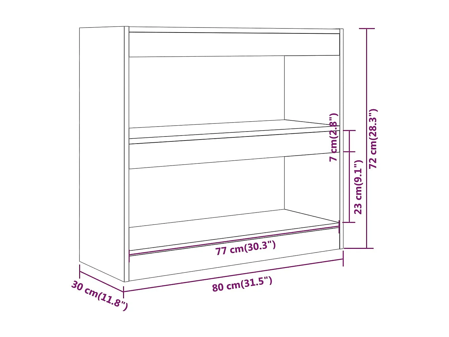 Bibliothèque/Séparateur de pièce Gris béton 80x30x72 cm