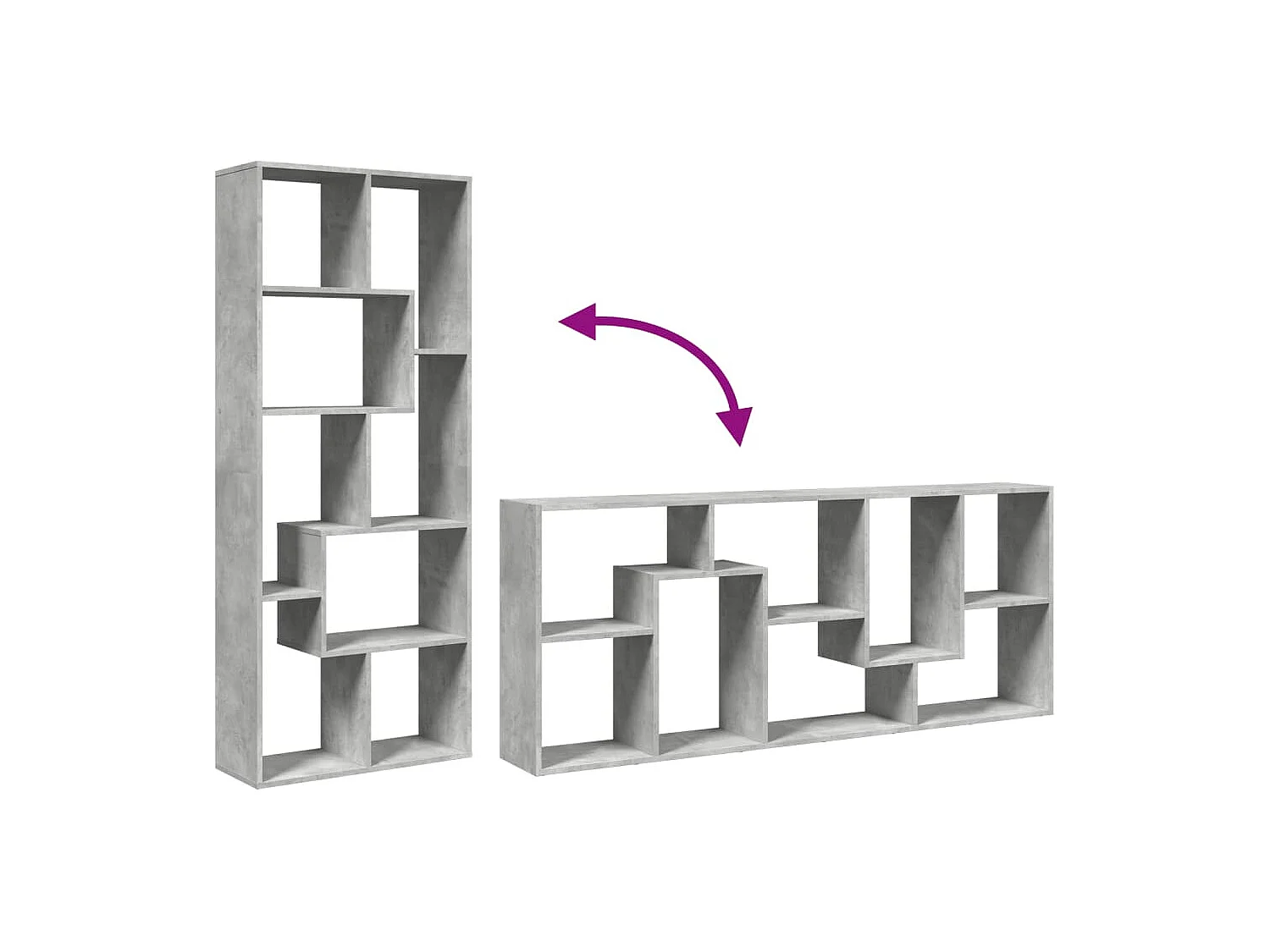 Étagère séparatrice de pièce gris béton 67x25x161,5 cm