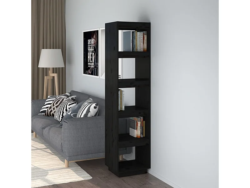 Libreria/Divisorio Nero 40x35x167 cm Pino Massello