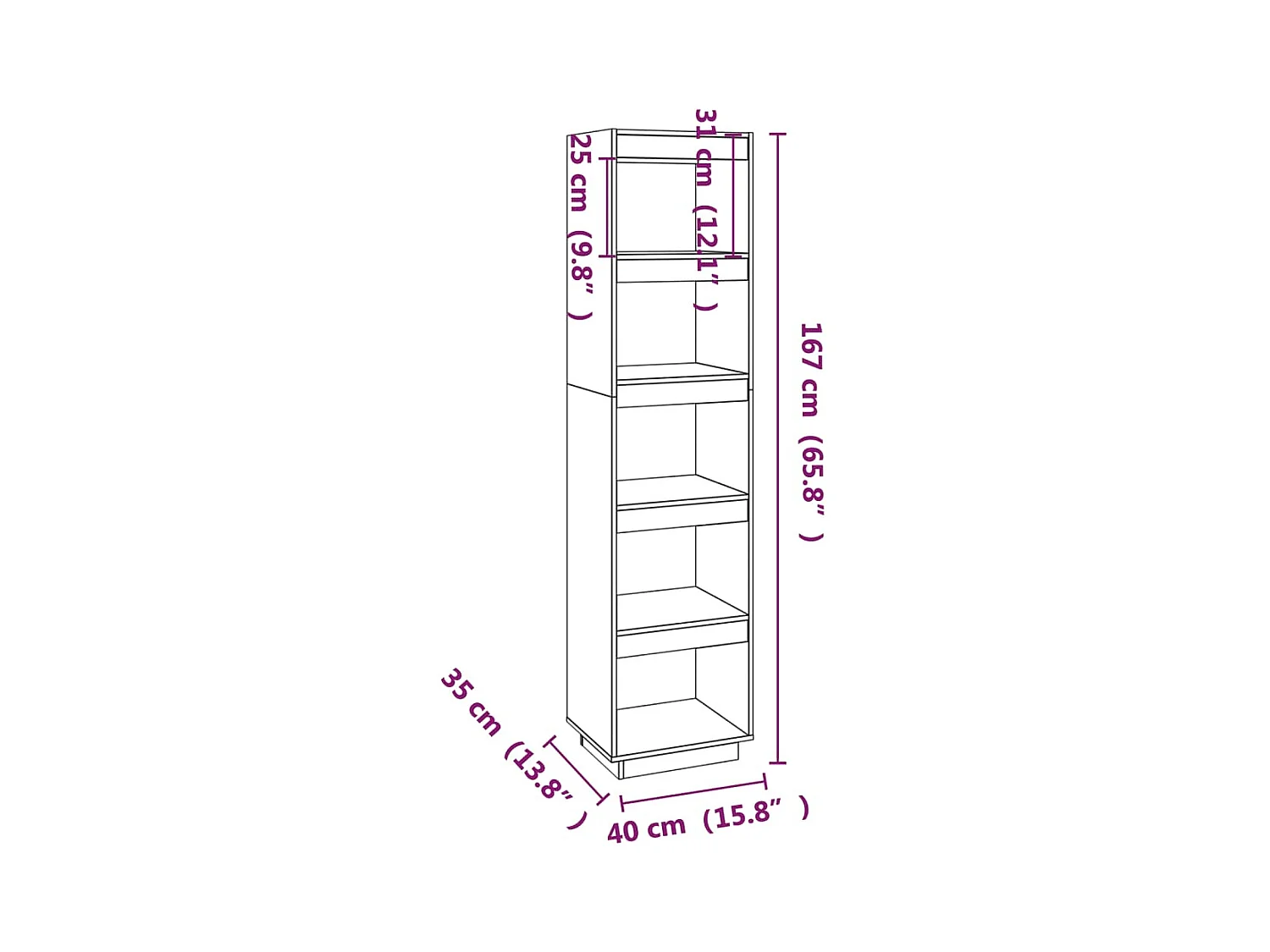 Bibliothèque/Séparateur de pièce Noir 40x35x167 cm Pin solide