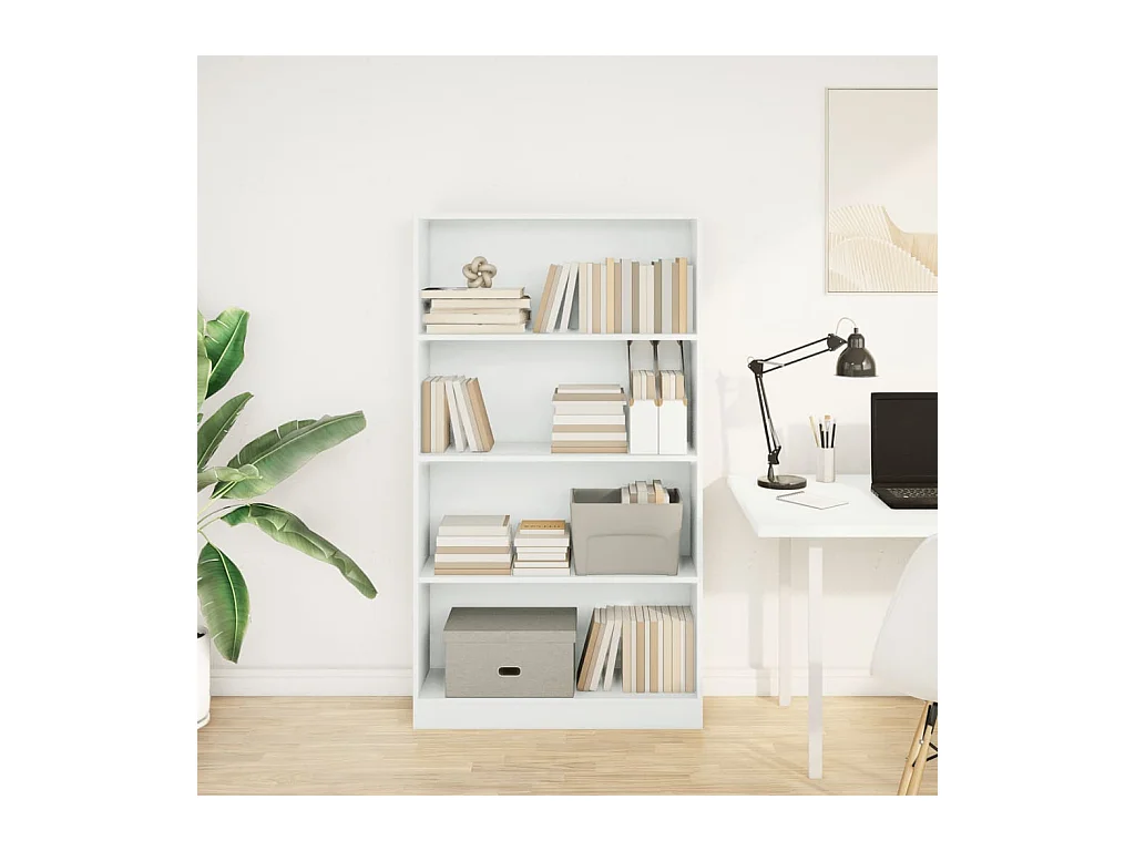 Bibliothèque blanc 80x24x143 cm bois d'ingénierie