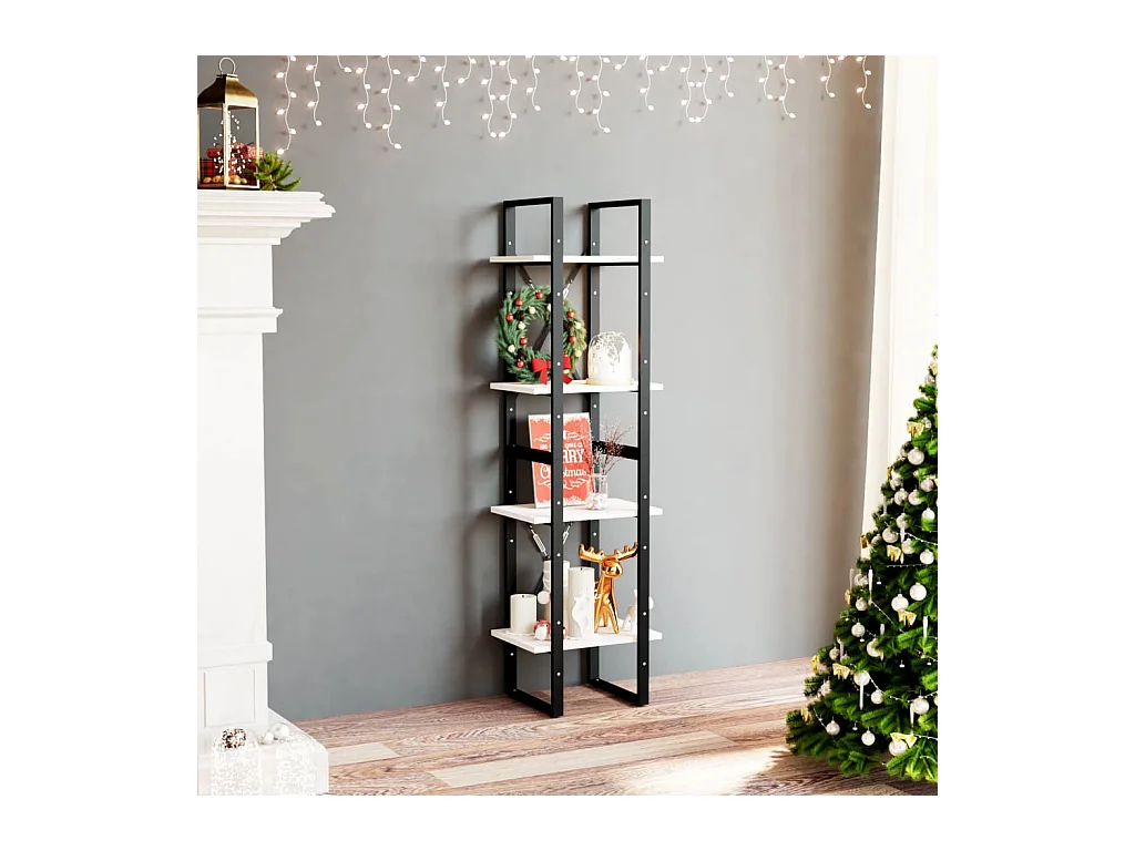 Bibliothèque à 4 niveaux blanc 40x30x140 cm bois de pin massif