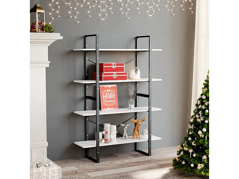 4-laags boekenkast wit 100x30x140 cm bewerkt hout