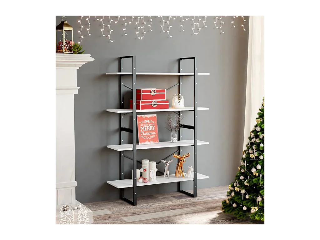 Librería de 4 niveles blanca 100x30x140 cm madera de ingeniería