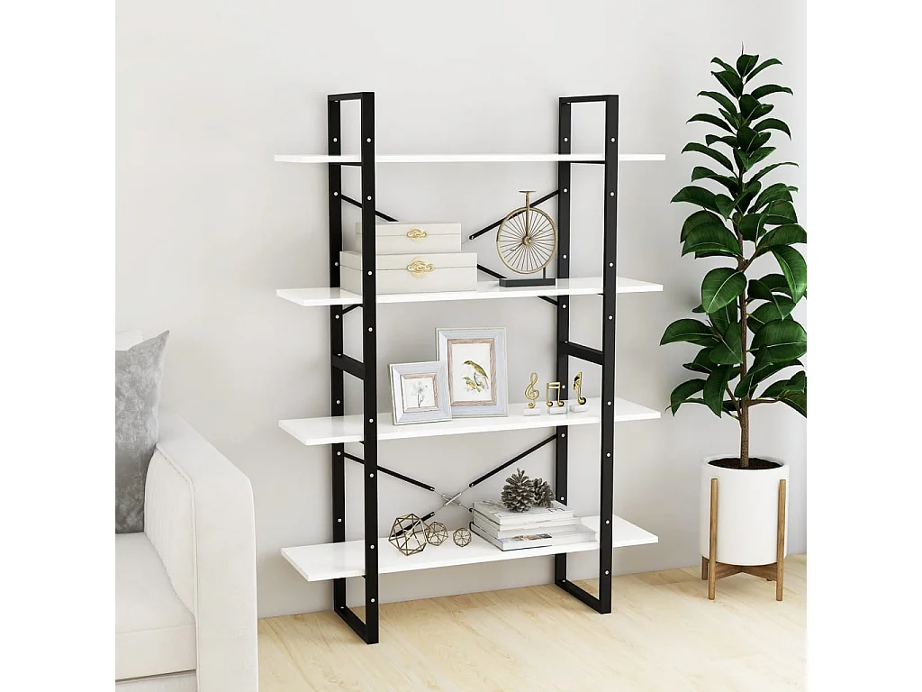 Bibliothèque à 4 niveaux blanc 100x30x140 cm bois d'ingénierie