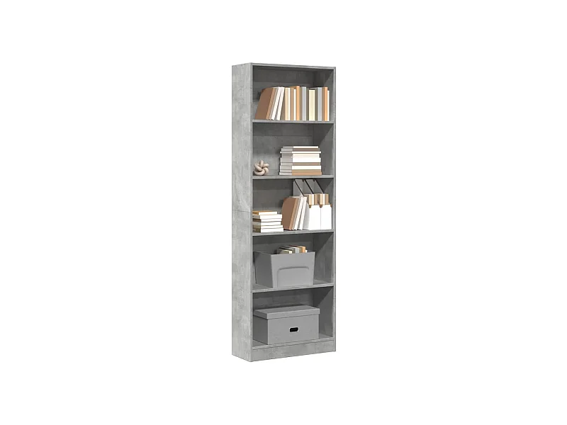 Libreria grigio cemento 60x24x176 cm in legno ingegnerizzato