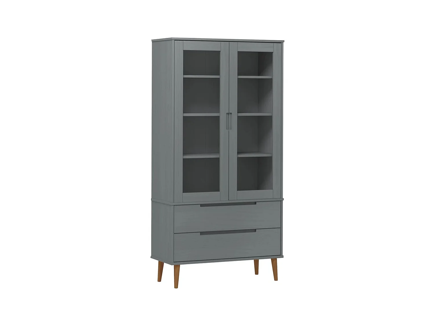 Armoire à vitrine MOLDE Gris 90x35x175 cm Bois de pin massif