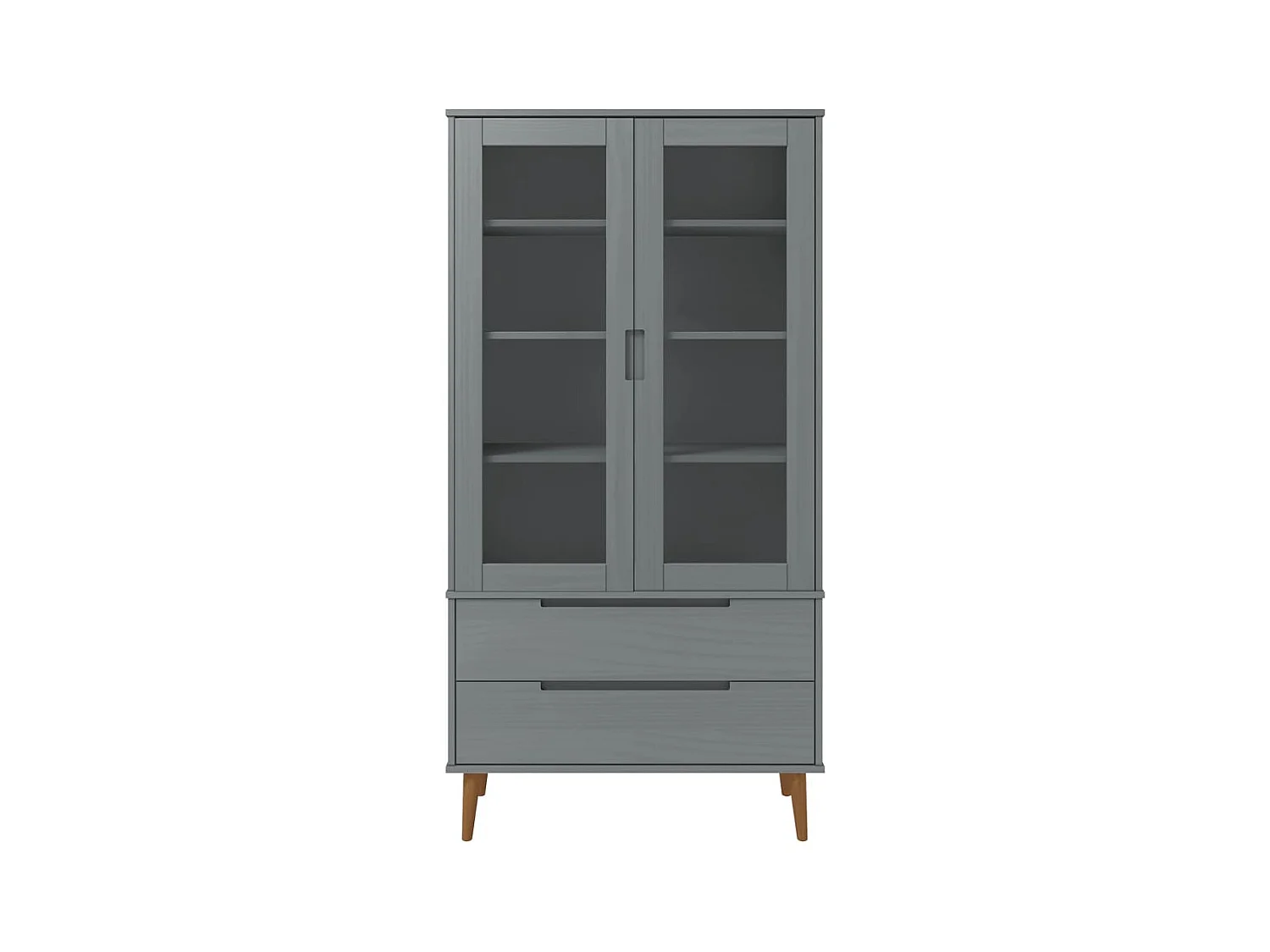 Armoire à vitrine MOLDE Gris 90x35x175 cm Bois de pin massif