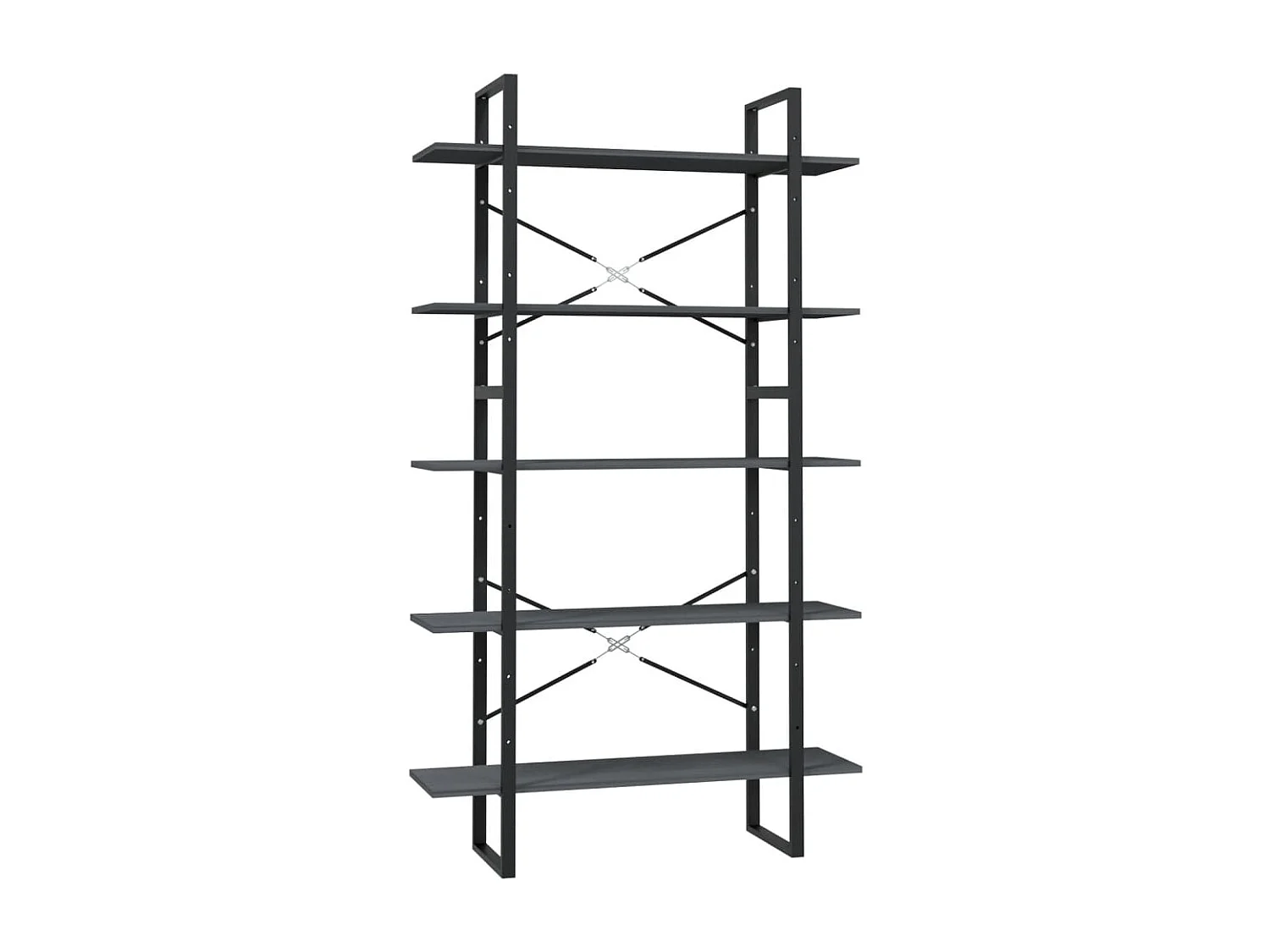 Bibliothèque à 5 niveaux Gris 100x30x175 cm Bois de pin