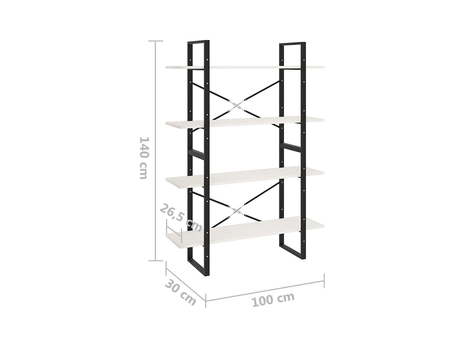 Bibliothèque à 4 niveaux Blanc 100x30x140 cm Bois de pin massif