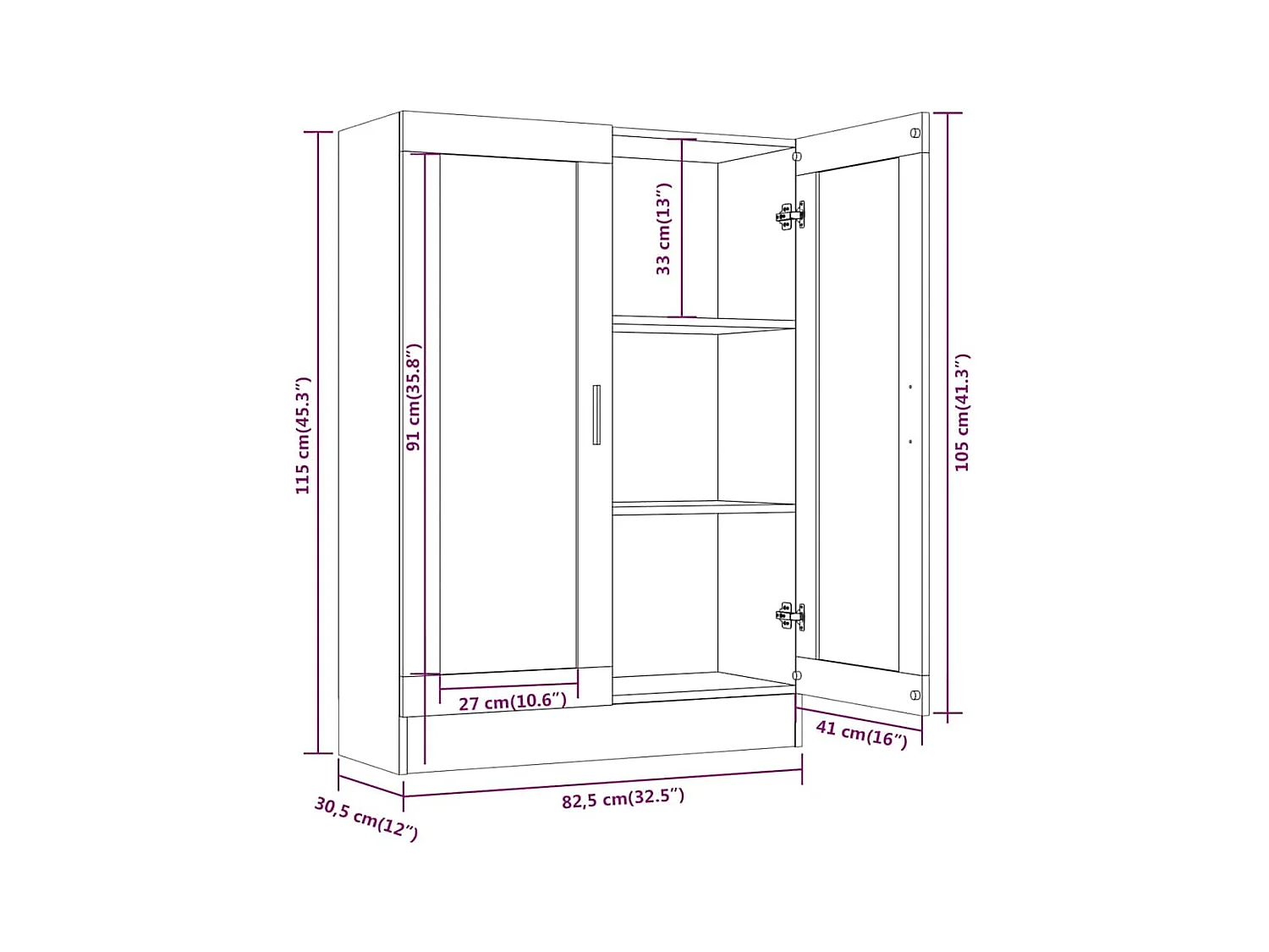 Armoire à vitrine Chêne fumé 82,5x30,5x115 cm Bois d'ingénierie