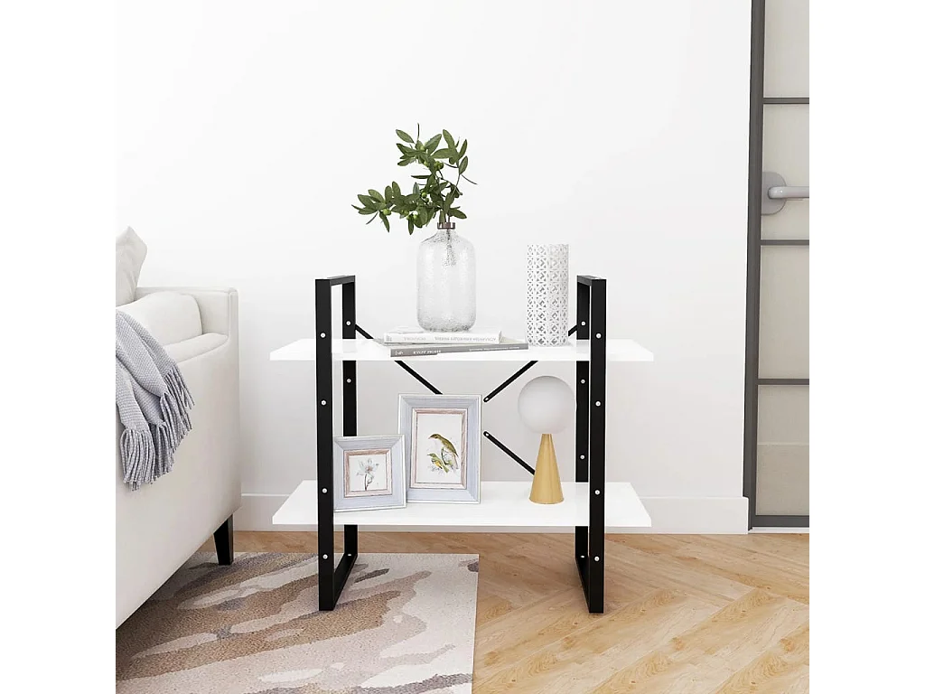 Bibliothèque à 2 niveaux Blanc 80x30x70 cm bois d'ingénierie