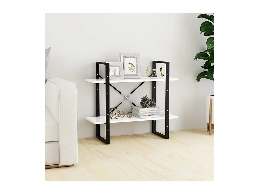 Librería de 2 niveles Blanca 80x30x70 cm madera de ingeniería