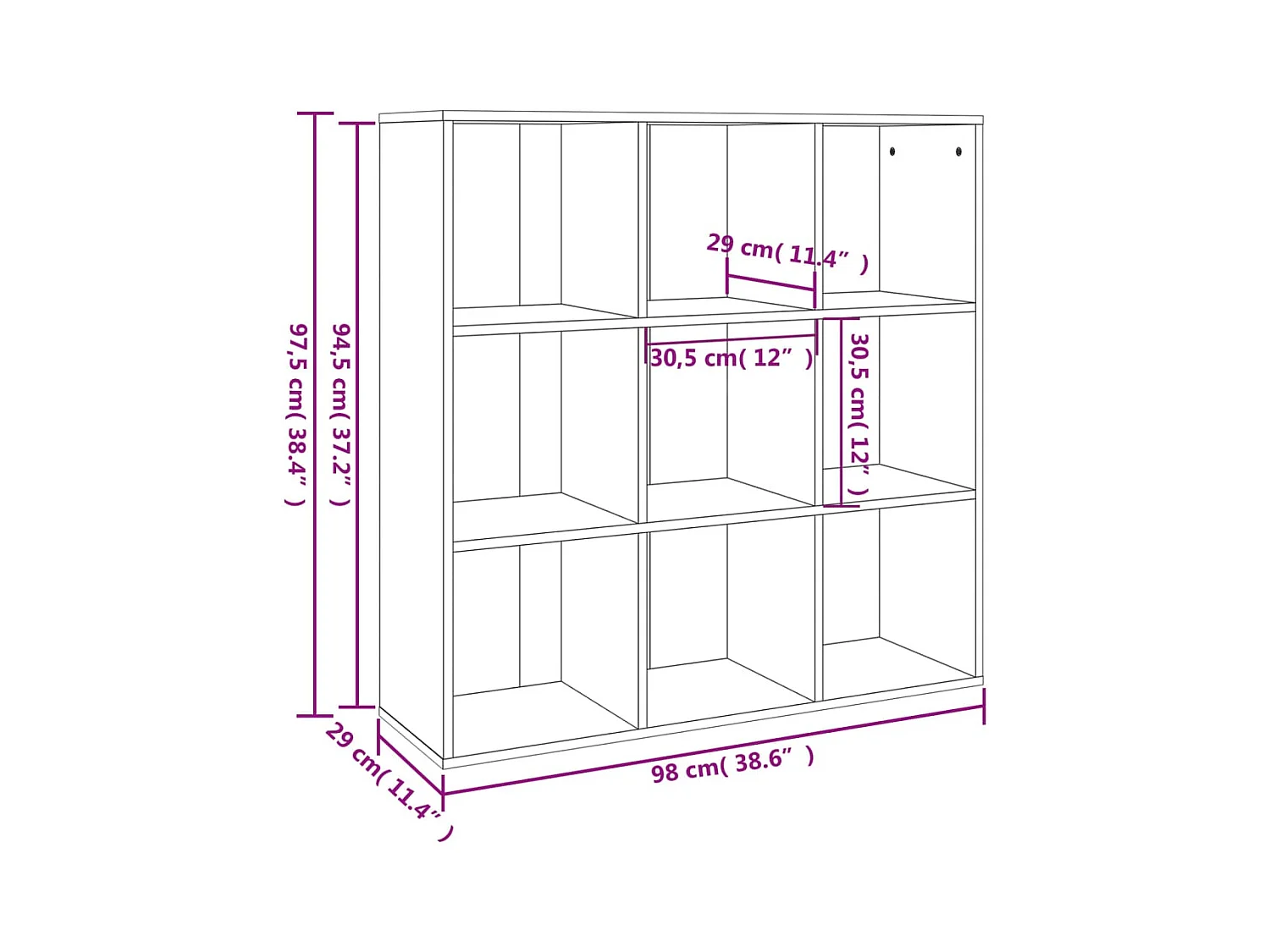 Armoire à livres sonoma gris 98x29x97,5 cm