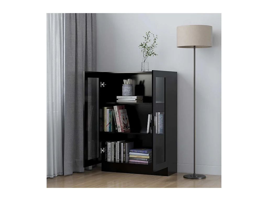 Armoire à vitrine Noir 82,5x30,5x115 cm Bois d'ingénierie