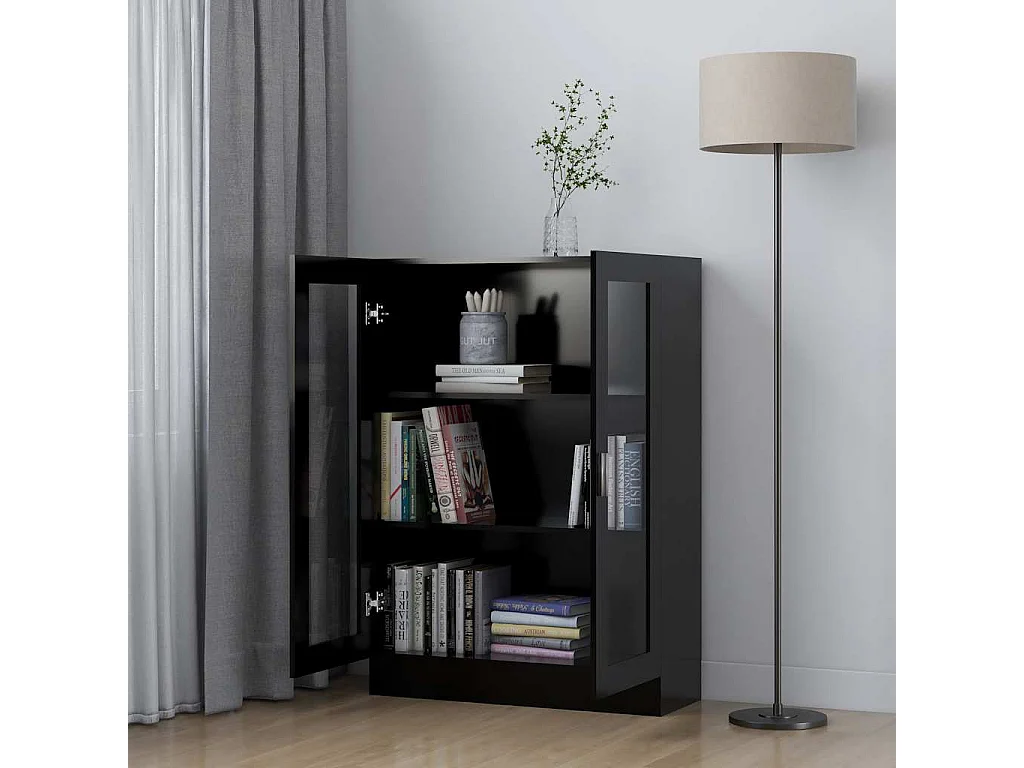 Armoire à vitrine Noir 82,5x30,5x115 cm Bois d'ingénierie