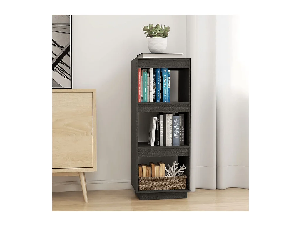 Bibliothèque/Séparateur de pièce gris 40x35x103 cm pin massif