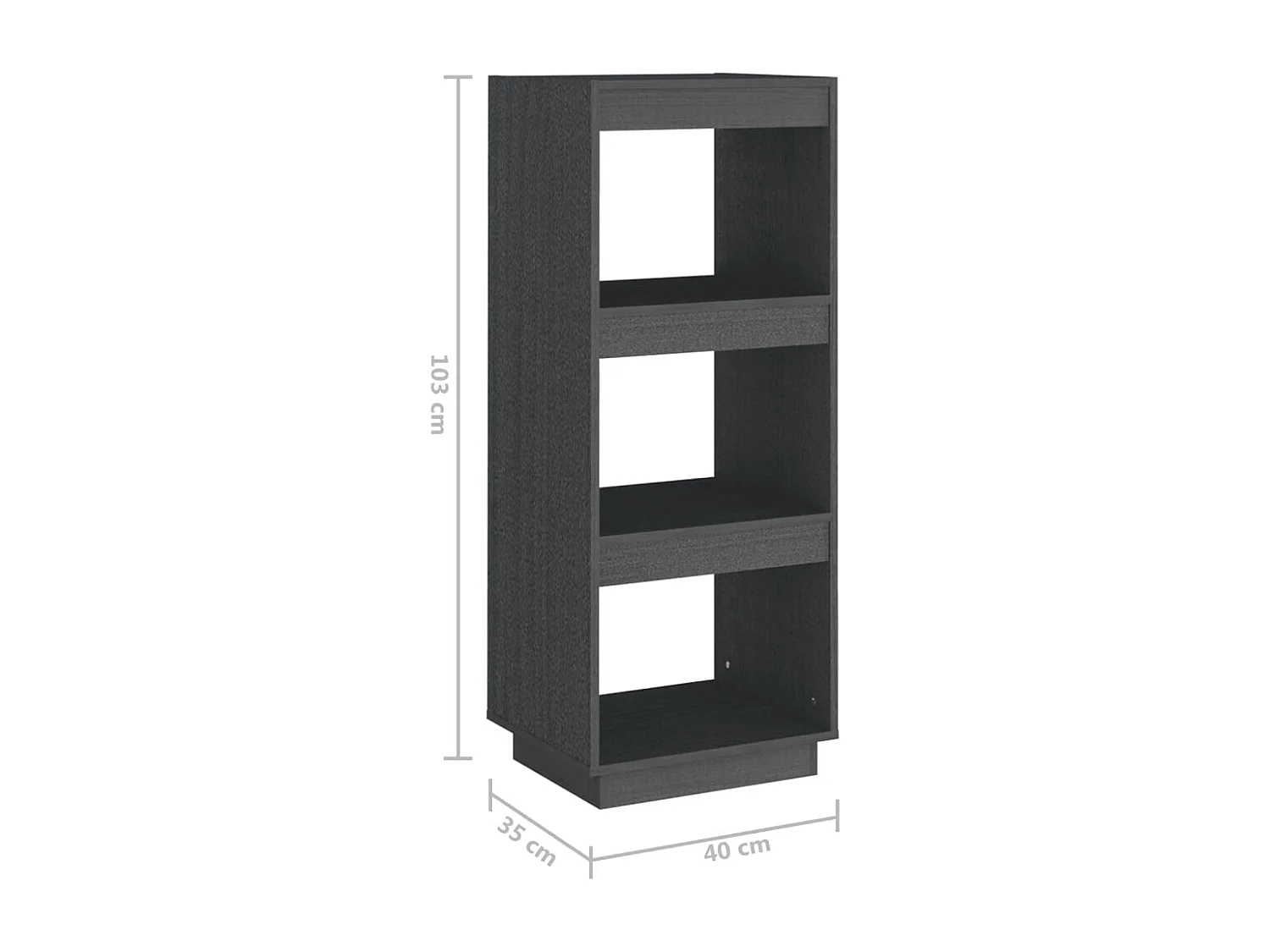 Librería/Separador de ambientes gris 40x35x103 cm pino macizo