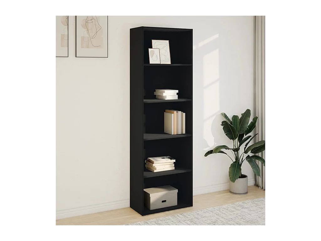 Bibliothèque noir 60x30x189 cm bois d'ingénierie