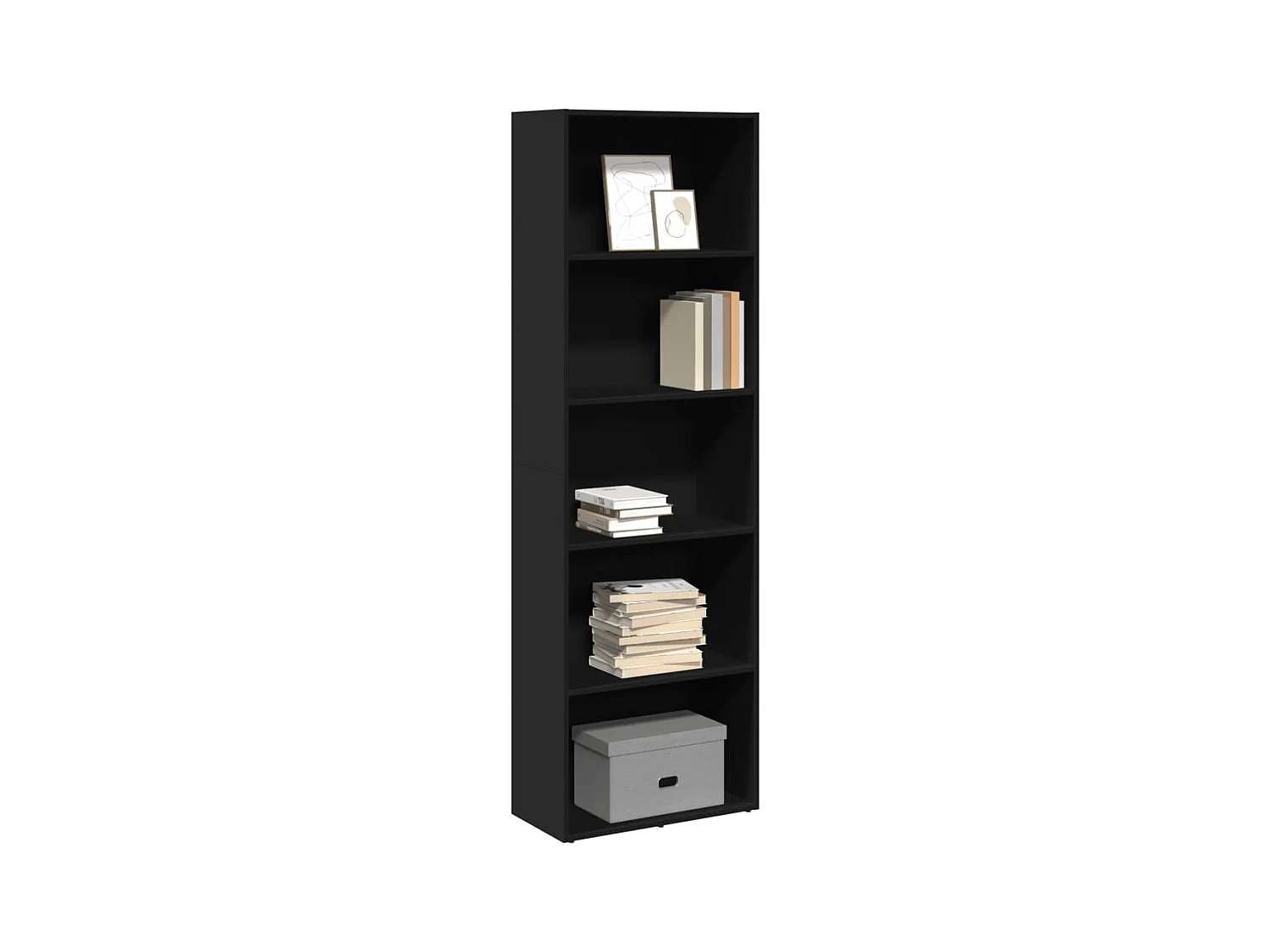 Librería negra 60x30x189 cm madera contrachapada