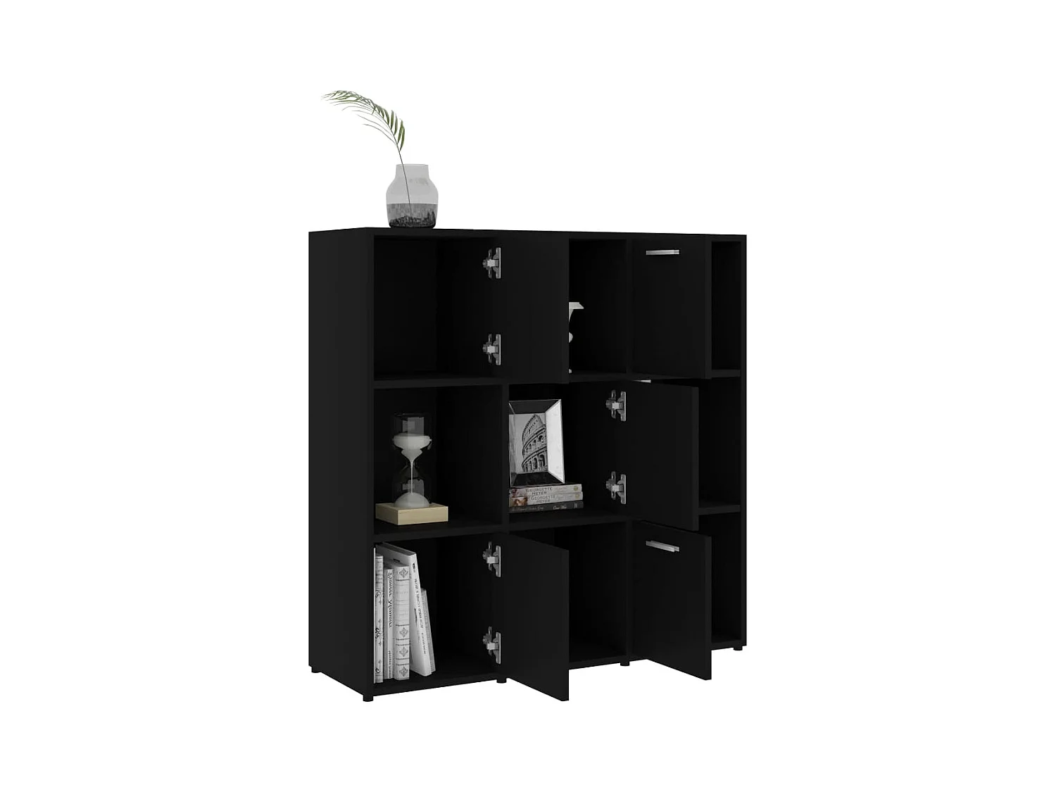 Schwarzes Bücherregal 90x30x90 cm Holzwerkstoff