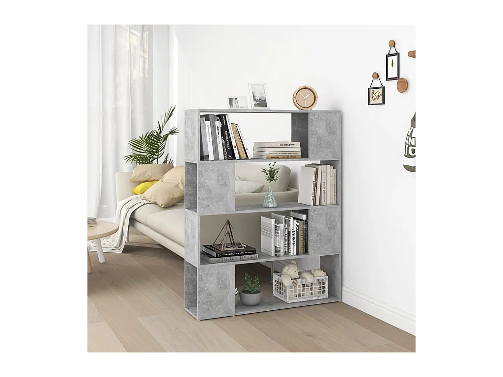 Bibliothèque/Séparateur de pièce Gris béton 100x24x124 cm