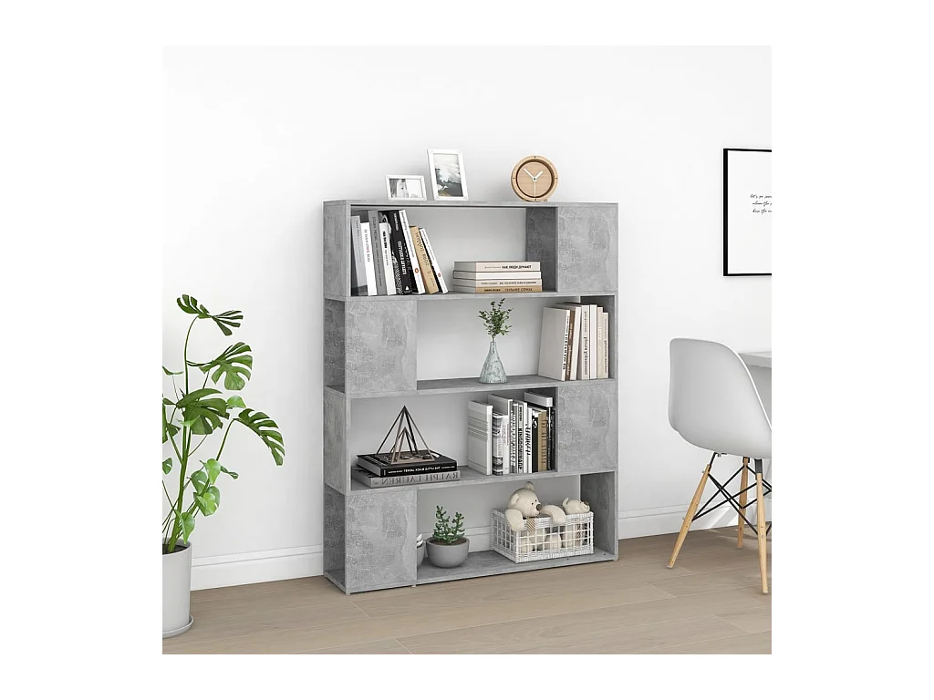Bibliothèque/Séparateur de pièce Gris béton 100x24x124 cm