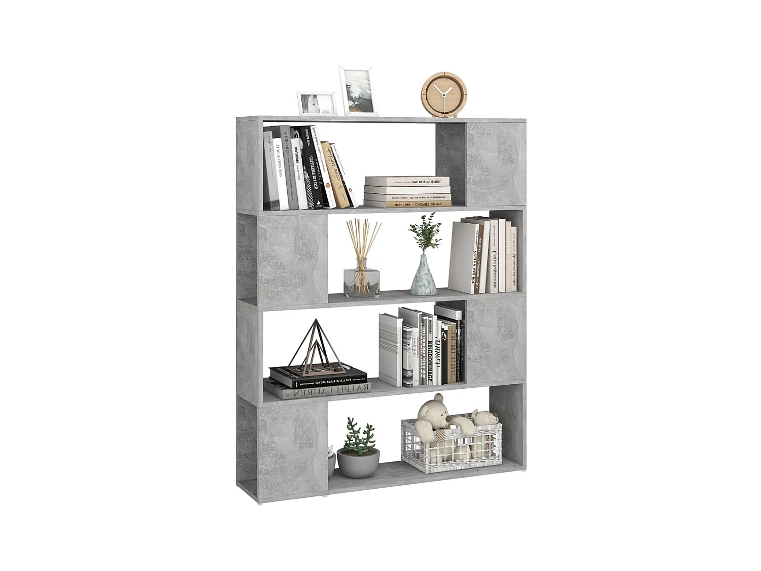 Bibliothèque/Séparateur de pièce Gris béton 100x24x124 cm