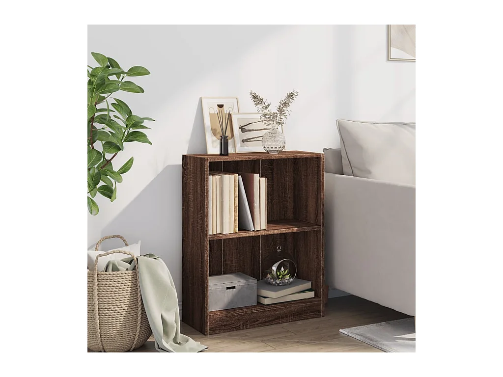 Bücherregal aus brauner Eiche, 60 x 24 x 76 cm, Holzwerkstoff