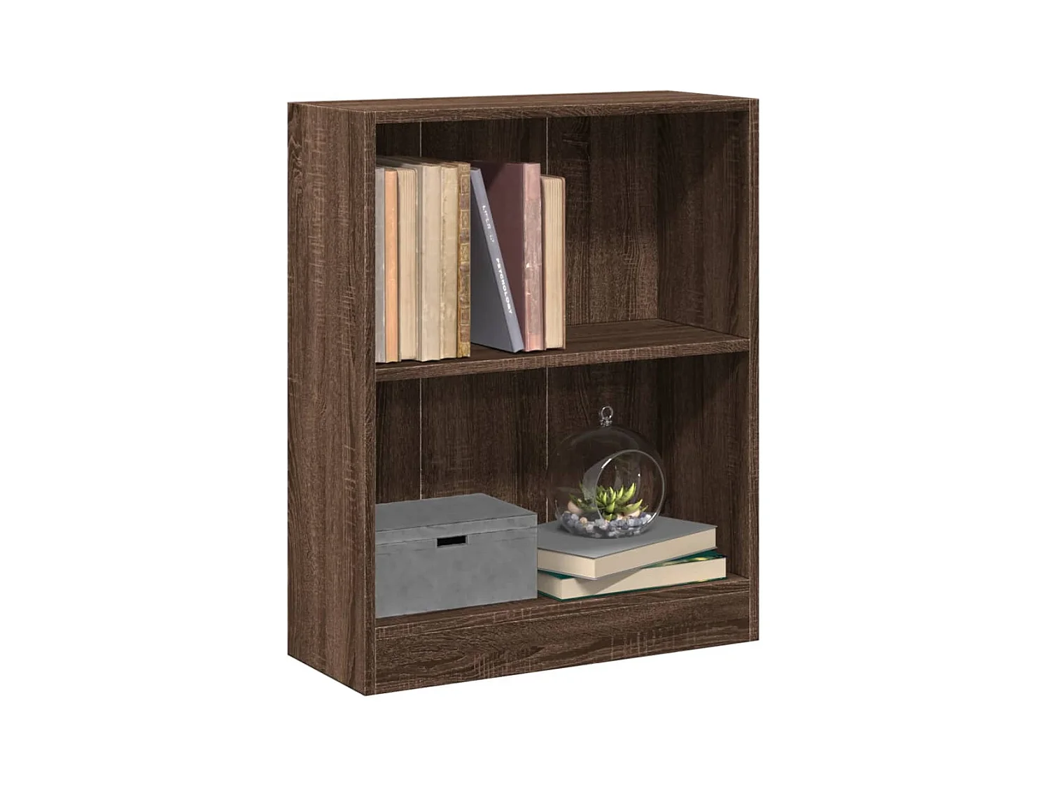 Bücherregal aus brauner Eiche, 60 x 24 x 76 cm, Holzwerkstoff