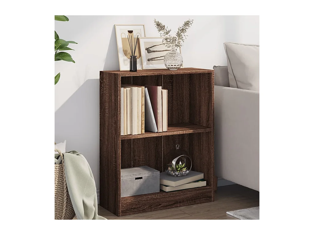 Bruine eikenhouten boekenkast 60x24x76 cm bewerkt hout
