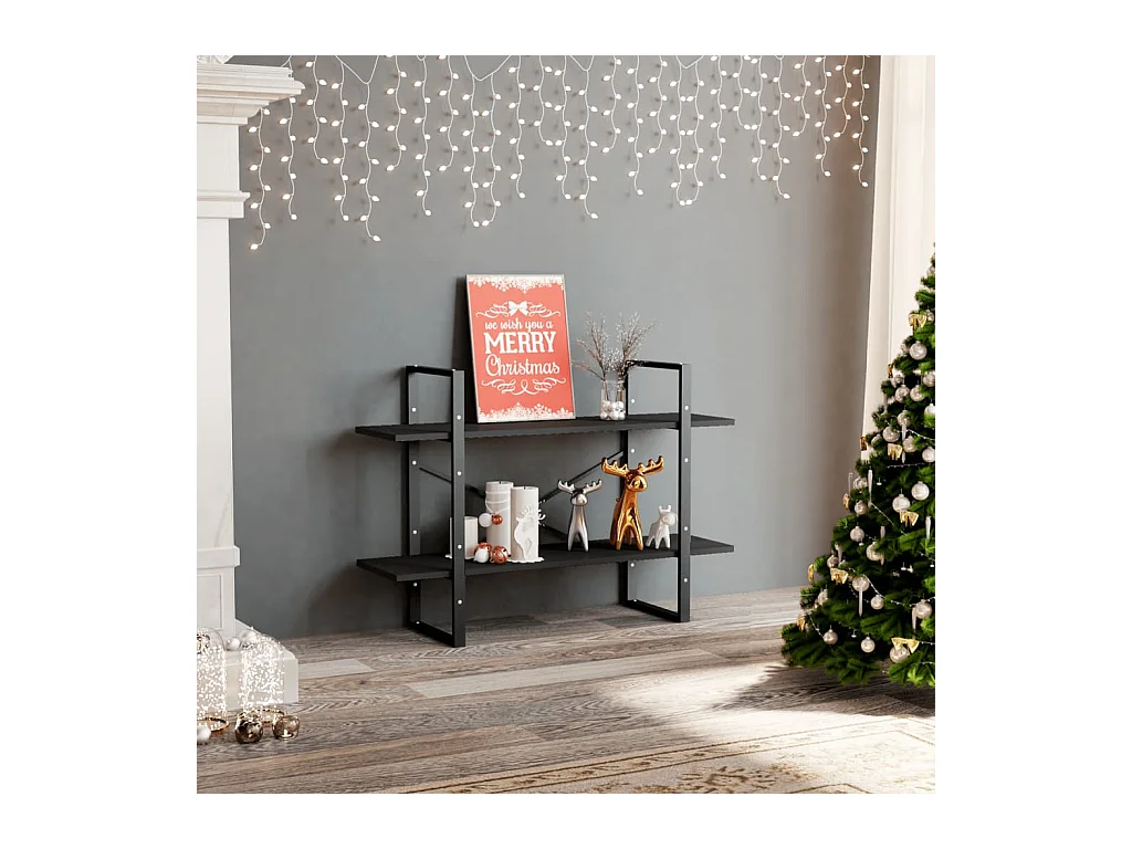 Libreria a 2 ripiani grigia 100x30x70 cm in legno ingegnerizzato