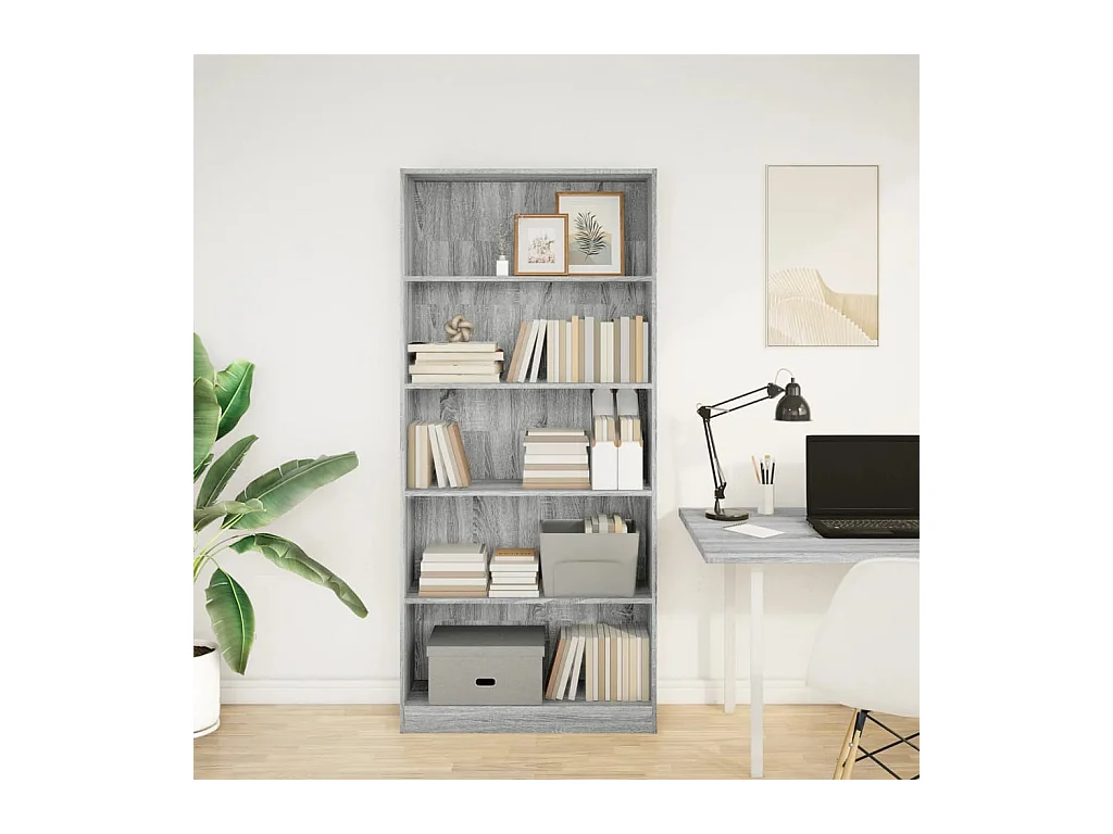 Bibliothèque sonoma gris 80x24x176 cm bois d'ingénierie