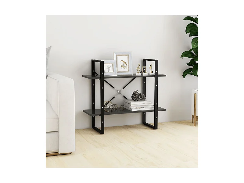 Libreria a 2 ripiani Grigia 80x30x70 cm in legno ingegnerizzato