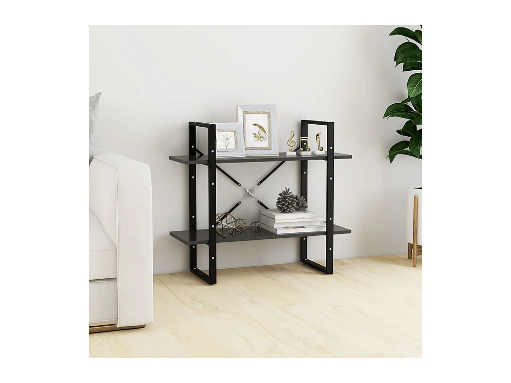 Libreria a 2 ripiani Grigia 80x30x70 cm in legno ingegnerizzato