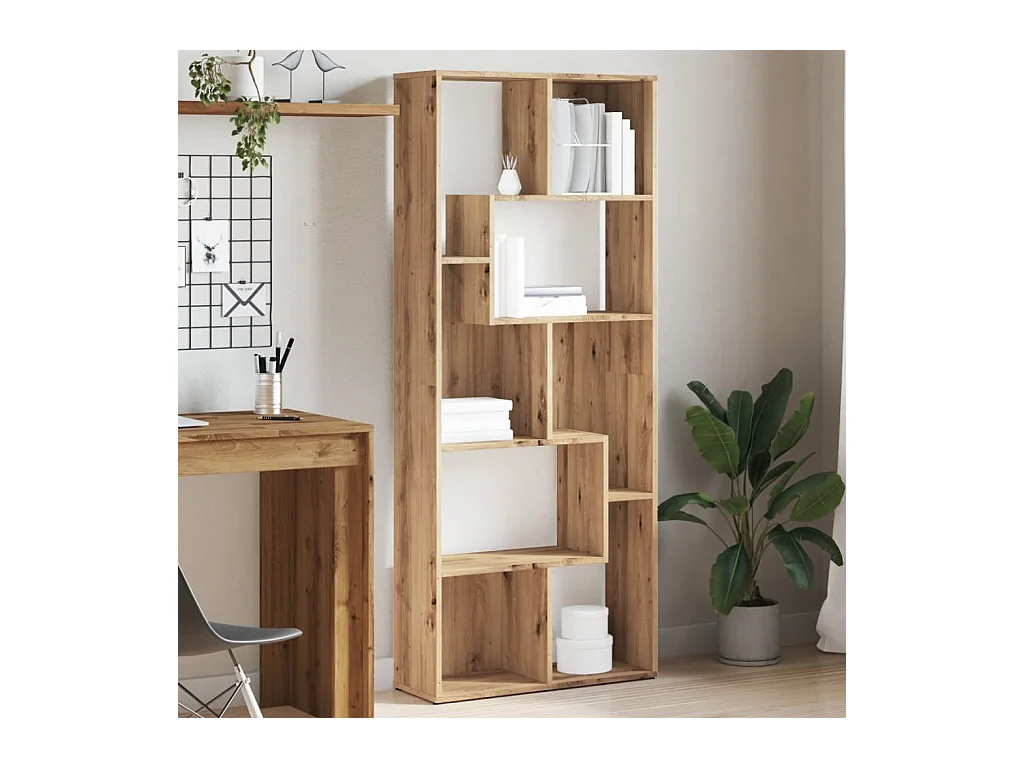 Bibliothèque chêne artisanal 67x24x161 cm bois d'ingénierie