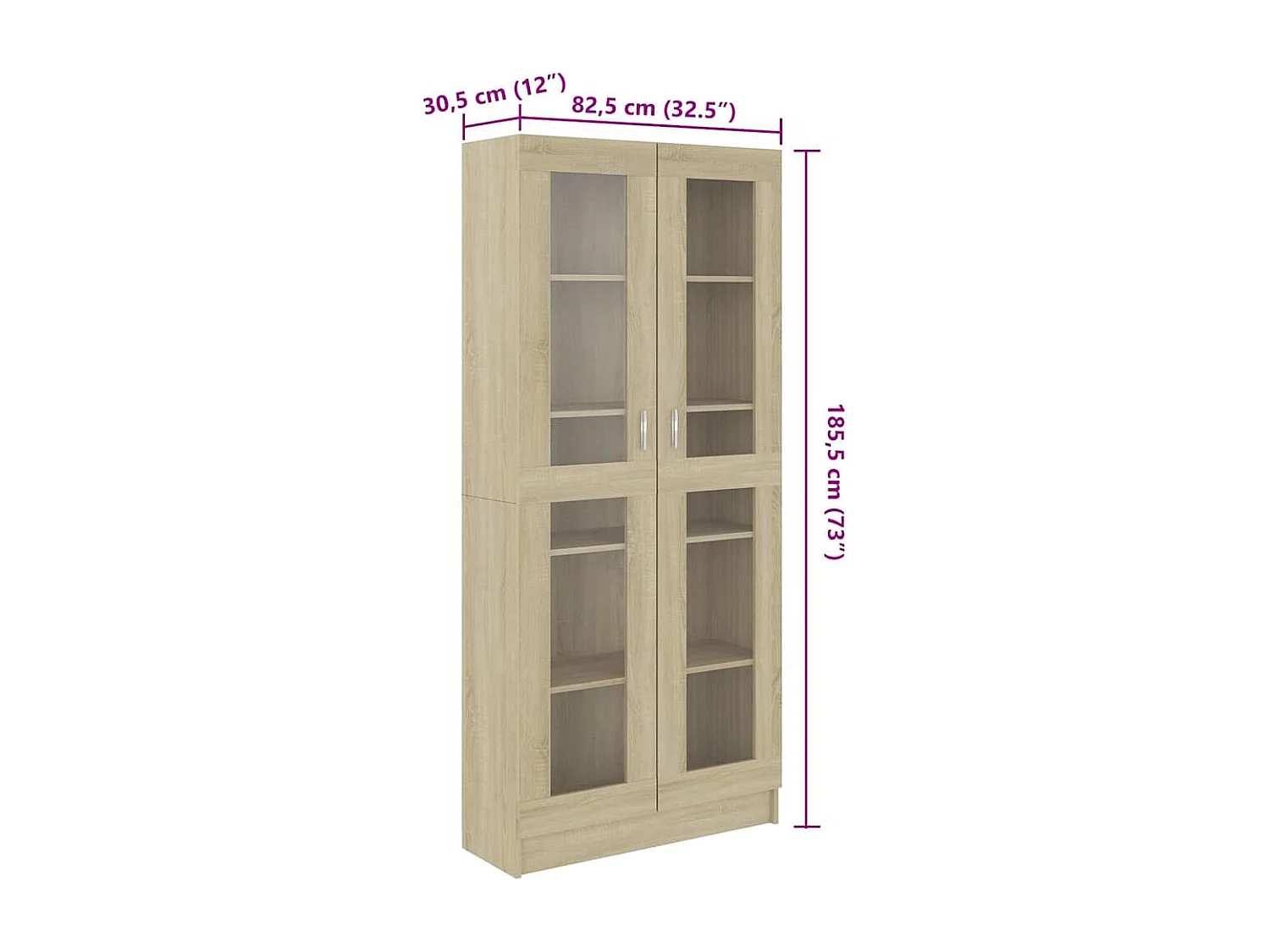 Vitrina roble Sonoma 82,5x30,5x185,5 cm Madera de ingeniería