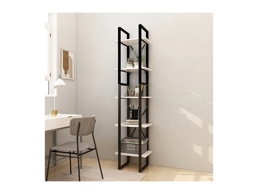 Librería de 5 niveles Blanca 40x30x175 cm Madera de pino