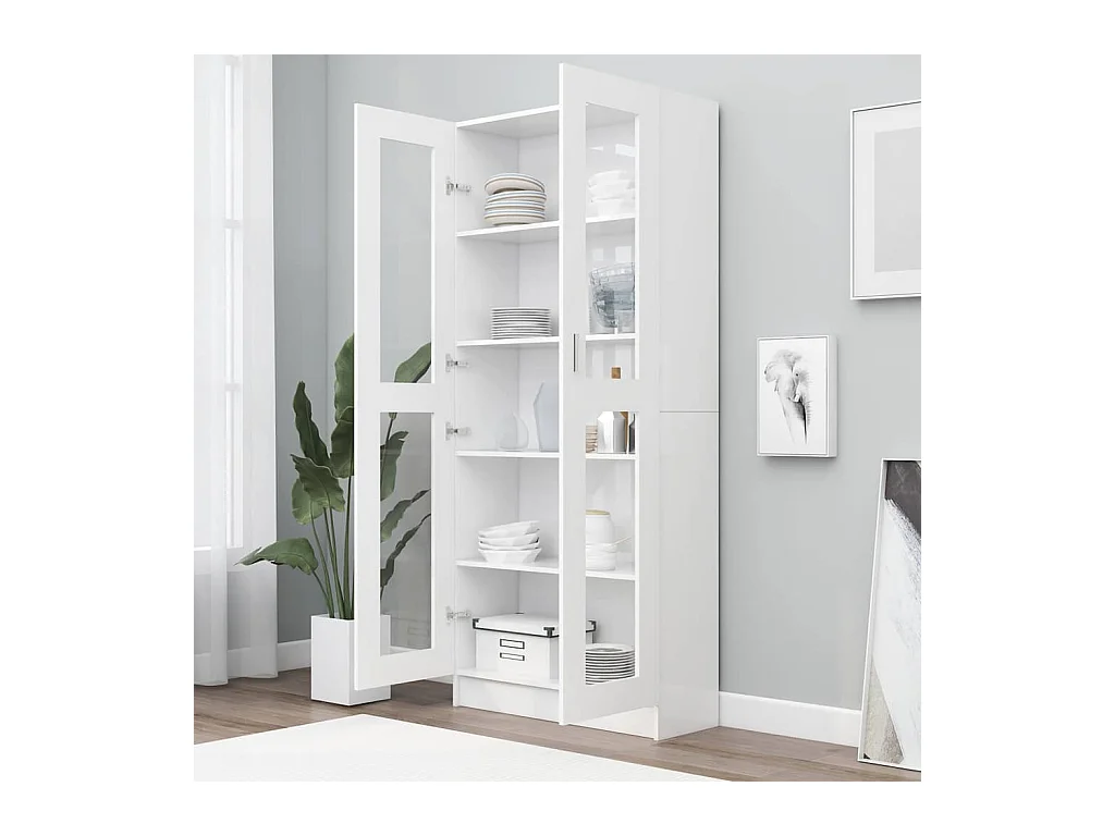 Vitrina Blanca 82,5x30,5x185,5 cm Madera de ingeniería