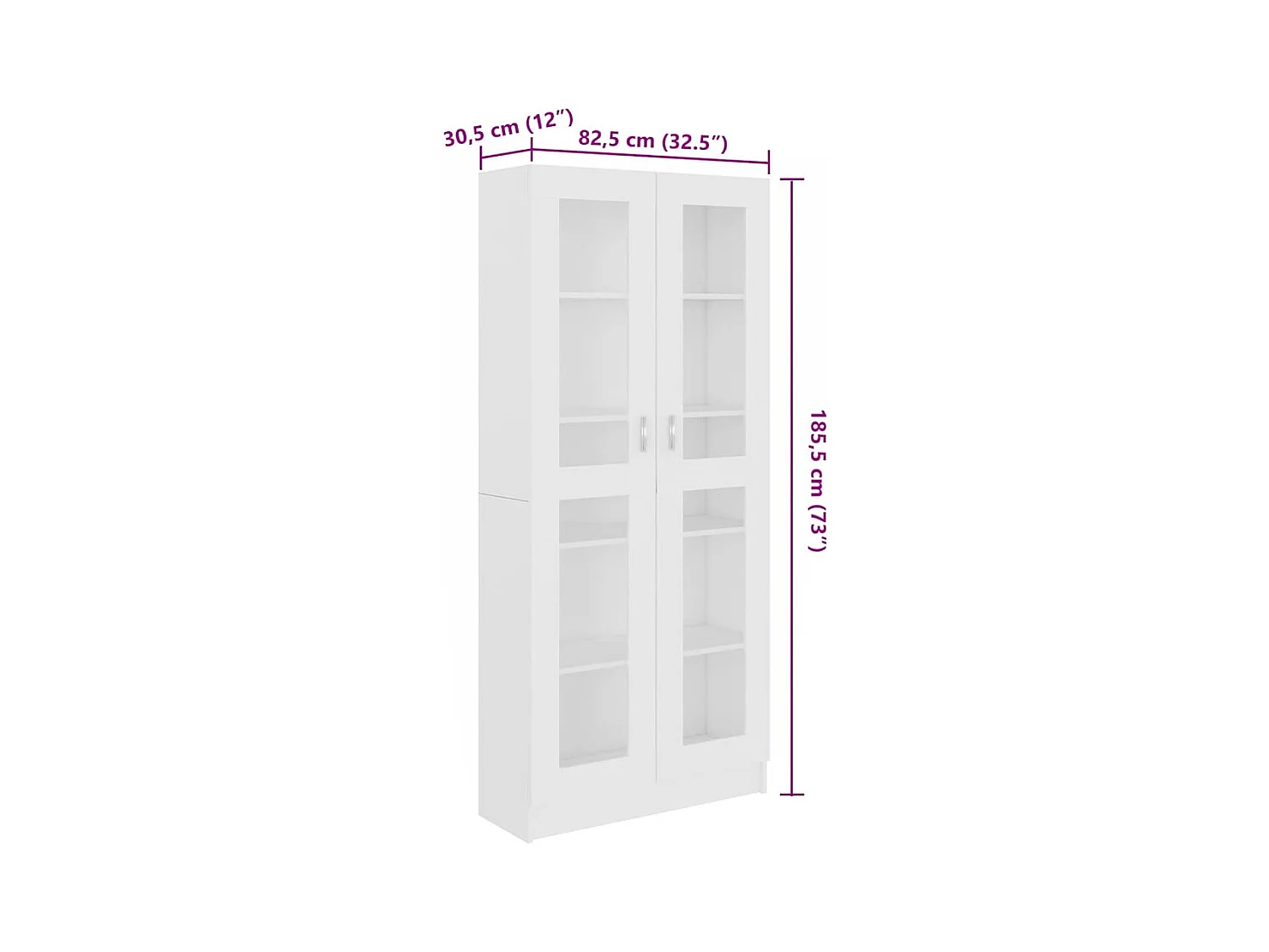 Vitrina Blanca 82,5x30,5x185,5 cm Madera de ingeniería