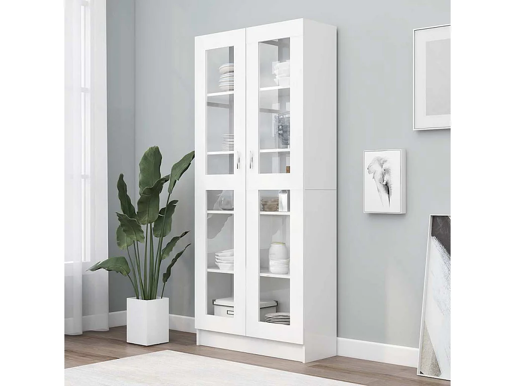 Armoire à vitrine Blanc 82,5x30,5x185,5 cm Bois d'ingénierie