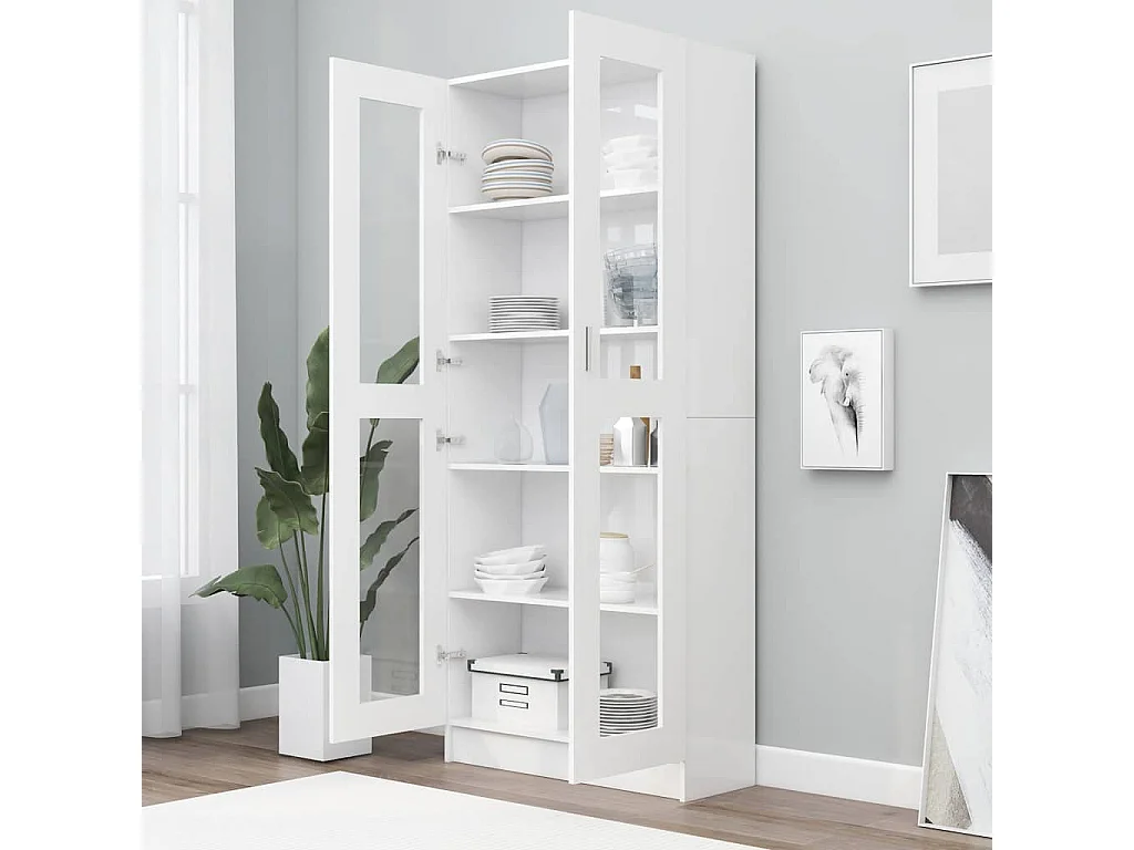 Armoire à vitrine Blanc 82,5x30,5x185,5 cm Bois d'ingénierie