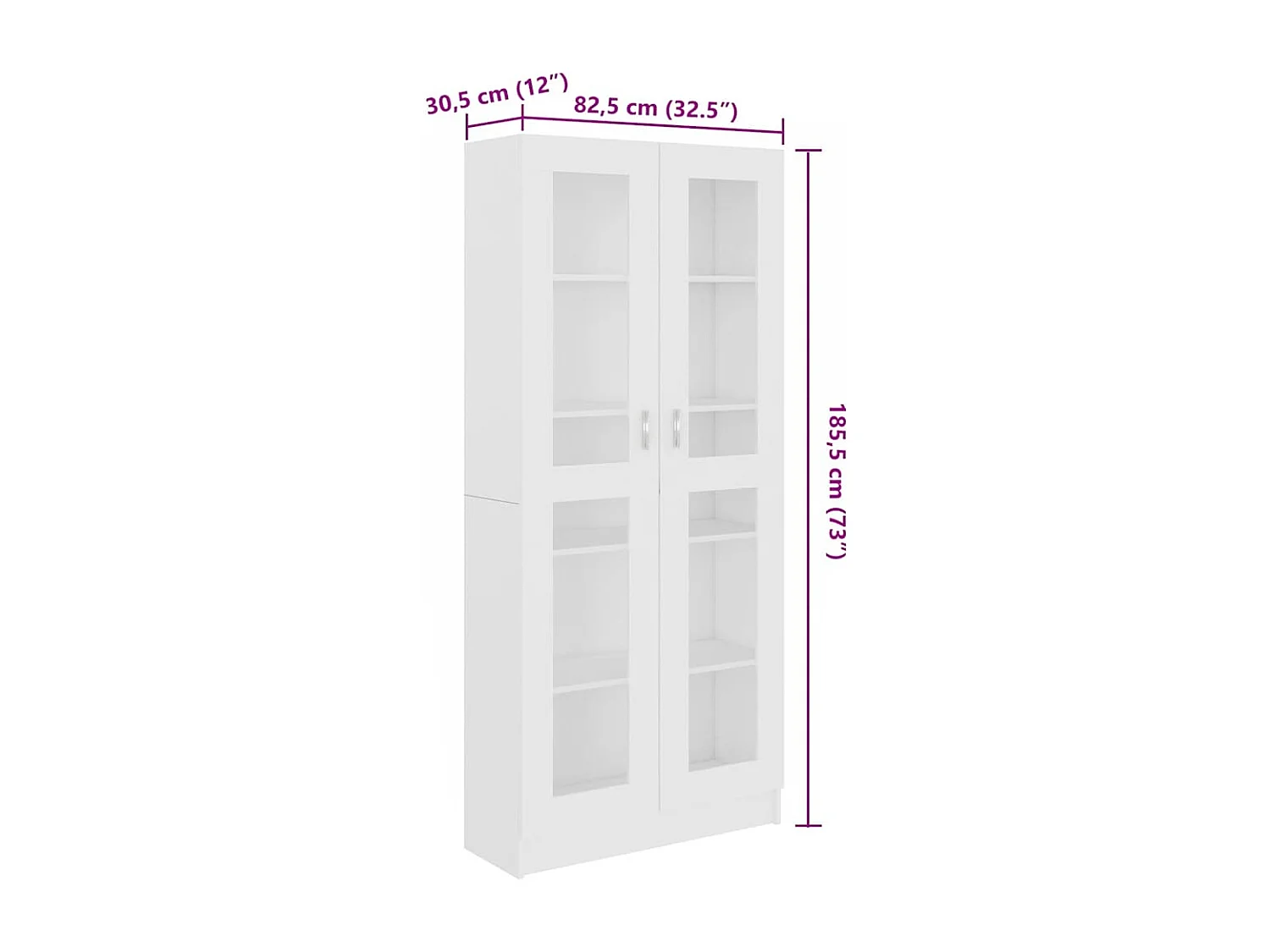 Armoire à vitrine Blanc 82,5x30,5x185,5 cm Bois d'ingénierie