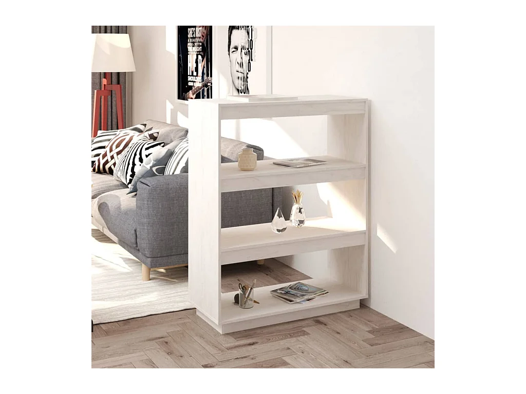 Librería/Bifurcador de ambientes Blanco 80x35x103 cm Madera de Pino
